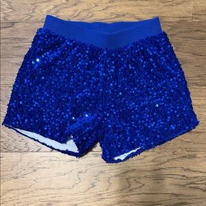 Sequined girls shorts size 14/16 Royal Blue